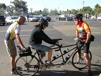 DSCN3045  Karl helping Kermit and Denise get ready for 25 mile route