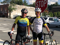 ncccBoone  Long-time NCCC member Steve Lambert, who lives year-round in Banner Elk, NC, and even longer-time member, Steve Jones, got together to show off NCCC colors, old and new for a Wed ride in Boone, NC. Steve Jones just moved to NC and is looking to settle near Charlotte to be near his two daughters' families.